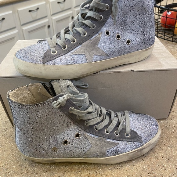 GOLDEN GOOSE GLITTER GREY SILVER FRANCYS EUC 38 - Picture 9 of 17